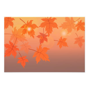 Autumn design with maple leaves and bokeh effect   photo print