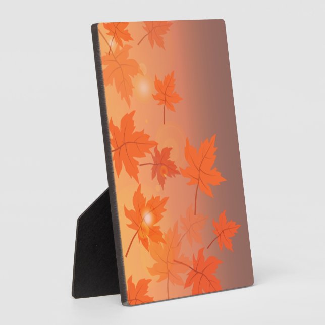 Autumn design with maple leaves and bokeh effect   plaque (Side)