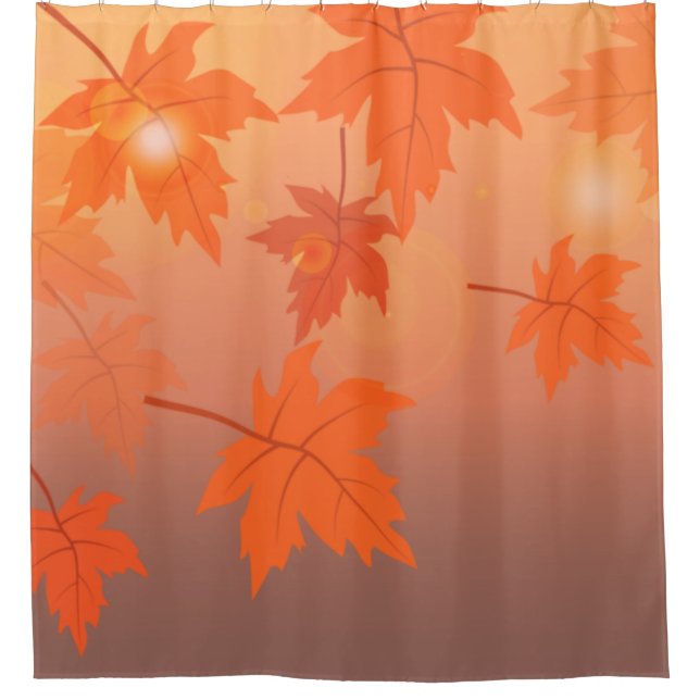 Autumn design with maple leaves and bokeh effect shower curtain (Front)