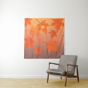 Autumn design with maple leaves and bokeh effect tapestry
