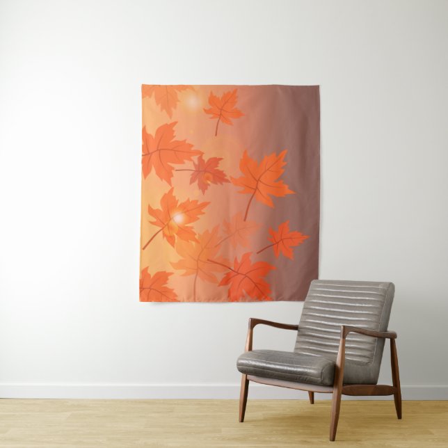 Autumn design with maple leaves and bokeh effect   tapestry (In Situ)