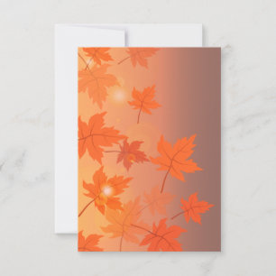 Autumn design with maple leaves and bokeh effect thank you card