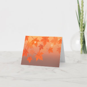 Autumn design with maple leaves and bokeh effect  thank you card