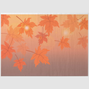 Autumn design with maple leaves and bokeh effect tissue paper