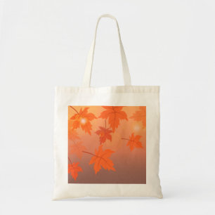 Autumn design with maple leaves and bokeh effect tote bag