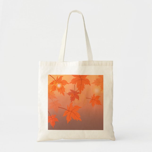 Autumn design with maple leaves and bokeh effect  tote bag (Front)