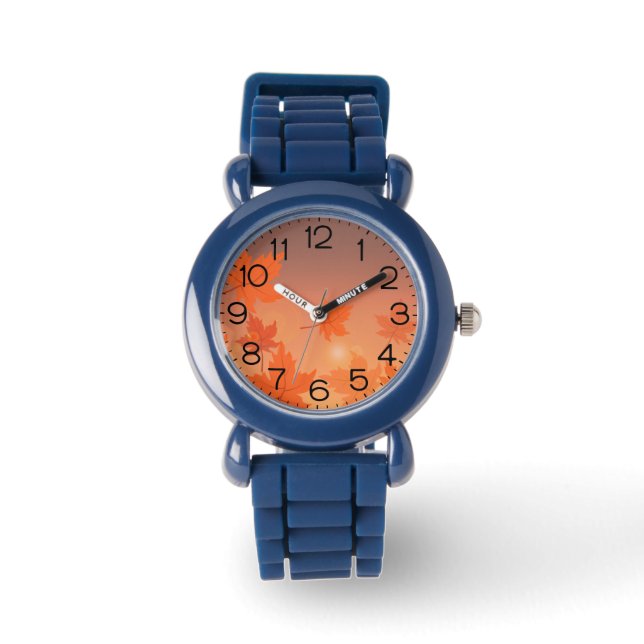 Autumn design with maple leaves and bokeh effect  watch (Front)