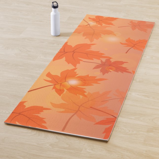 Autumn design with maple leaves and bokeh effect   yoga mat (In Situ)