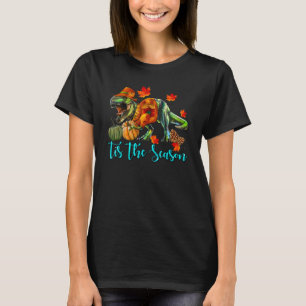 Autumn Dinosaur Tis The Season Fall Vibes Dinosaur T-Shirt
