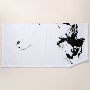 Autumn Dog in Restful Lines Beach Towel