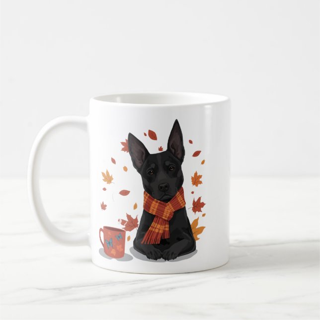Autumn Dog with Scarf Coffee Mug (Left)