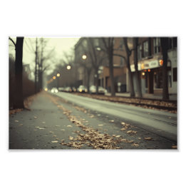 Autumn downtown road design photo print