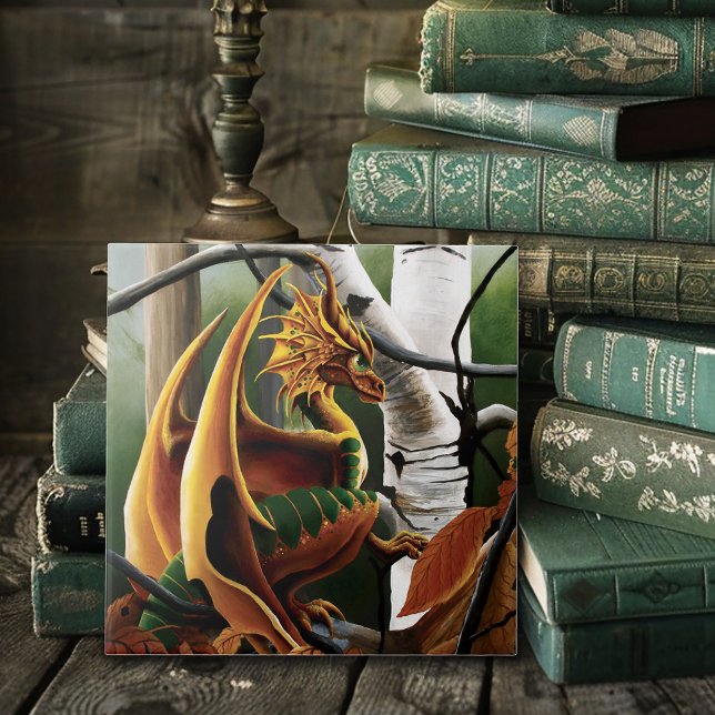 Autumn Dragon Orange Green Fantasy Tile (Creator Uploaded)