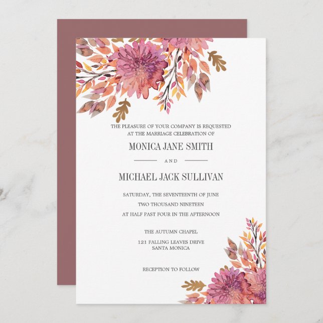 Autumn Dream | Elegant Wedding Invitation (Front/Back)