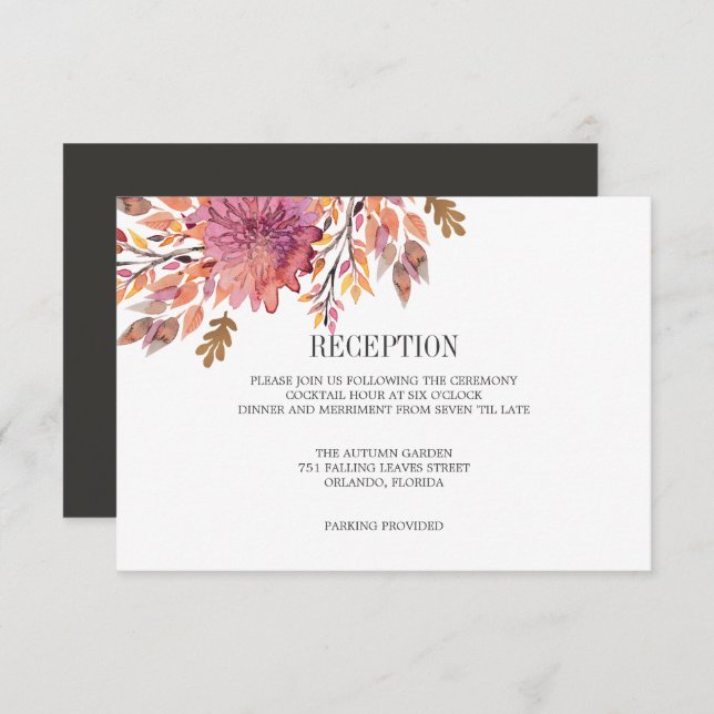 Autumn Dream | Wedding enclosure RECEPTION Invitation (Front/Back)