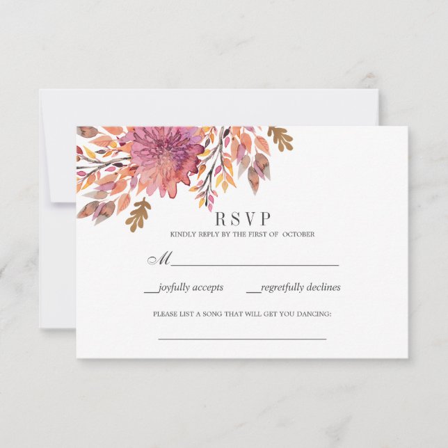 Autumn Dream | Wedding RSVP song request Card (Front)