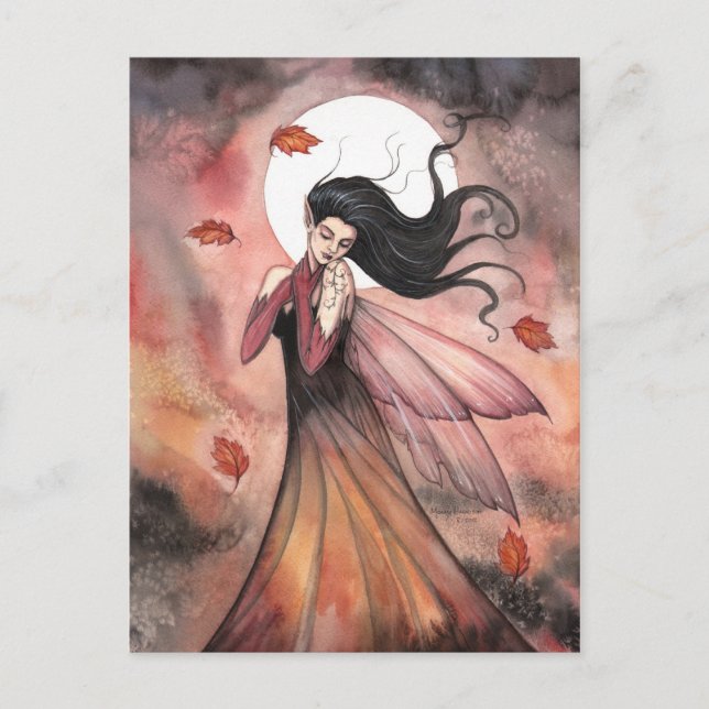 Autumn Dreams Gothic Fairy Fantasy Art Postcard (Front)