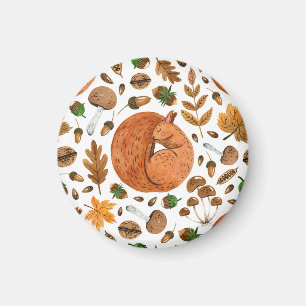 Autumn Dreams: Watercolor Squirrel Haven Magnet