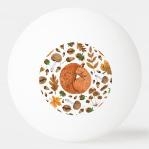 Autumn Dreams: Watercolor Squirrel Haven Ping Pong Ball