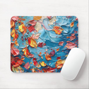 Autumn Drift – Abstract Falling Leaves Art Mouse Mat