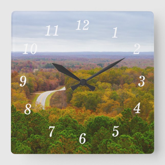Autumn Drive Pano Wall Clock (Front)
