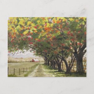 Autumn driveway postcard