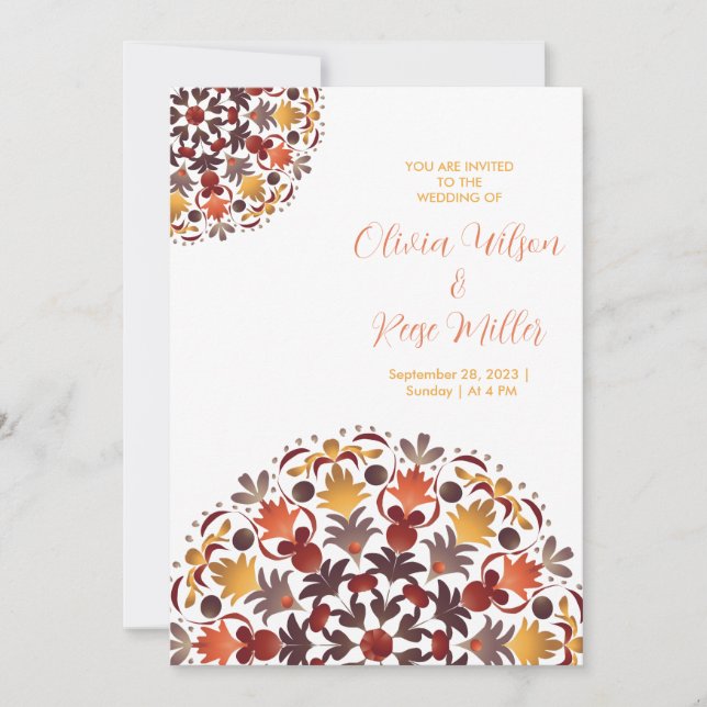 Autumn dry floral mandala  Invitation (Front)