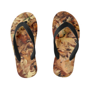 autumn, dry leaves kid's flip flops