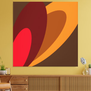 Autumn. Dynamic Brown Orange Red Abstract Art Canvas Print