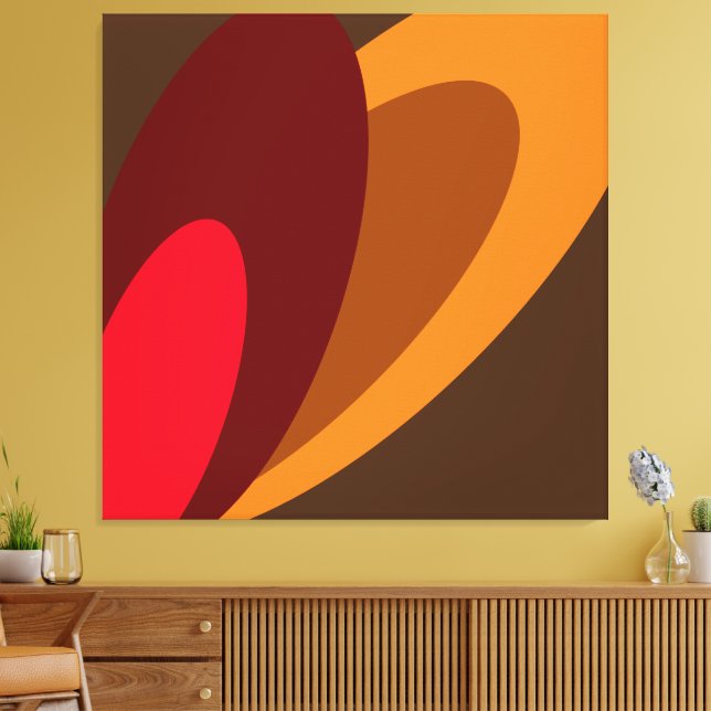 Autumn. Dynamic Brown Orange Red Abstract Art Canvas Print (Insitu(LivingRoom))