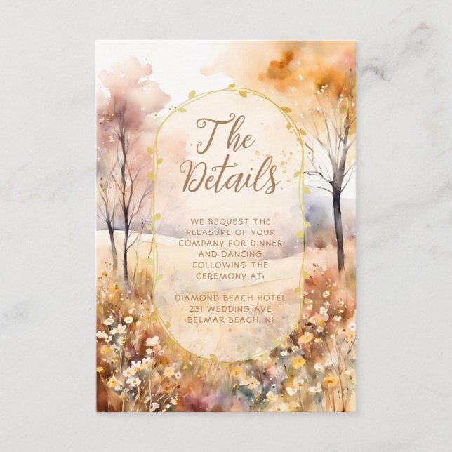 Autumn Earth Tones Floral Rustic Wedding Details  Enclosure Card (Front)