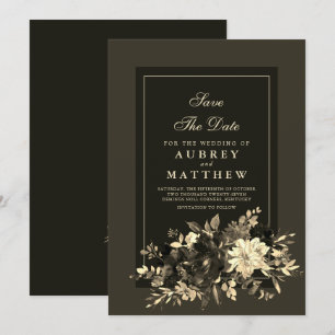 Autumn Earth Watercolor Dried Floral Spray Wedding Save The Date