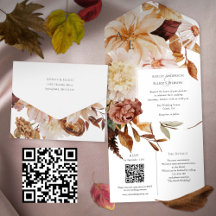 Autumn Elegance, fall wedding invite with QR rsvp