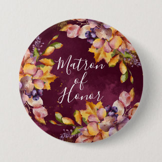 Autumn Elegance  Matron of Honour 7.5 Cm Round Badge