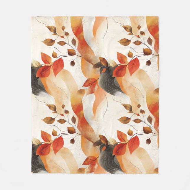 Autumn Elegance Seamless Pattern Fleece Blanket (Front)