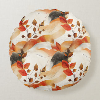 Autumn Elegance Seamless Pattern Round Cushion