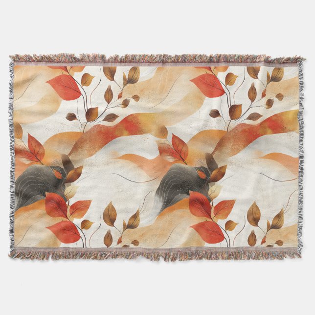 Autumn Elegance Seamless Pattern Throw Blanket (Front)