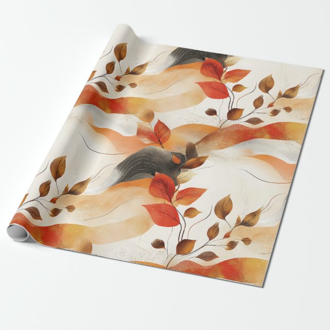 Autumn Elegance Seamless Pattern Wrapping Paper (Unrolled)