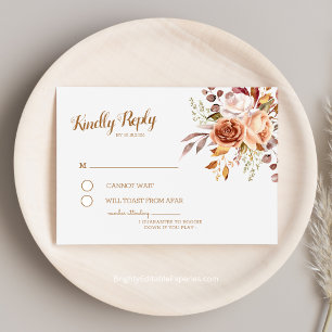 Autumn Elegance Terracotta Dahlia Watercolor RSVP Enclosure Card