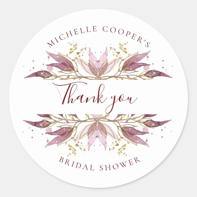 Autumn Elegance Thank You Classic Round Sticker (Front)