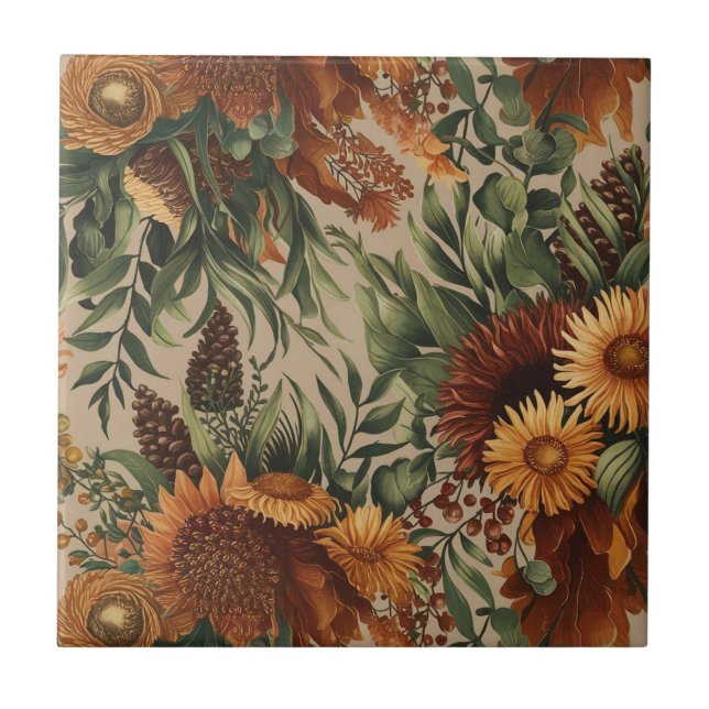 Autumn Elegance: Thanksgiving Floral Arrangement Tile (Front)