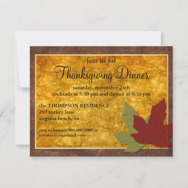 Autumn Elegance Thanksgiving Invite (Front)