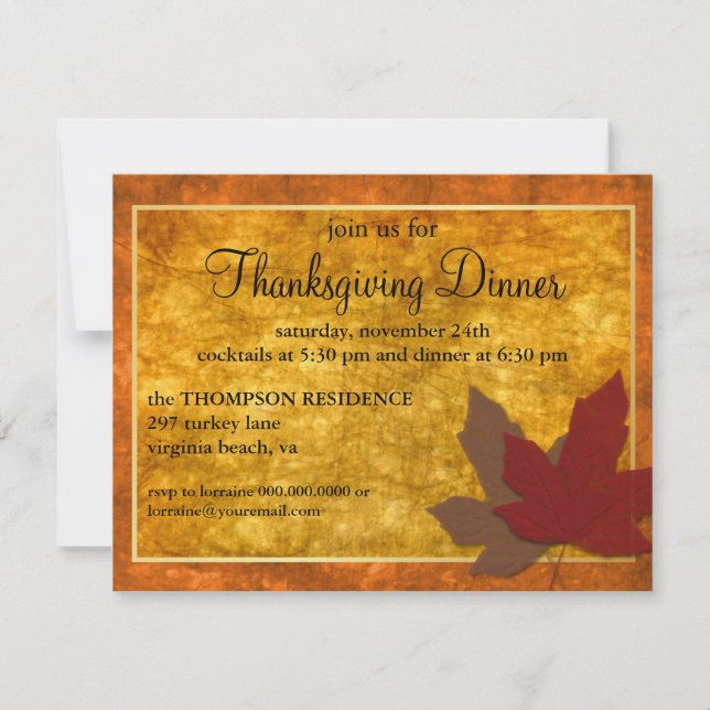 Autumn Elegance Thanksgiving Invite (Front)