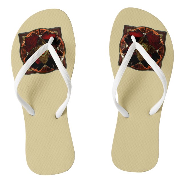 Autumn Elegance: The Floral Medallion Flip Flops (Footbed)