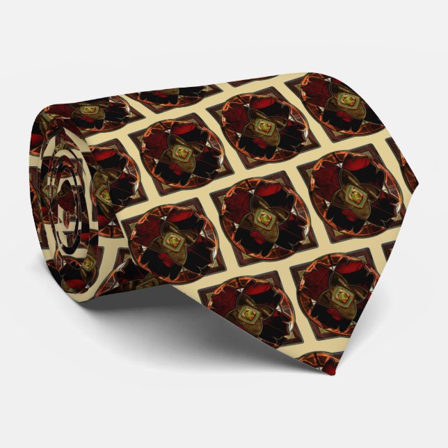Autumn Elegance: The Floral Medallion Tie (Rolled)