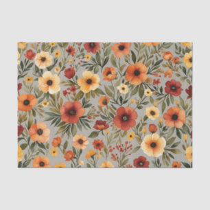 Autumn Elegance Watercolor Floral in Warm Fall Tissue Paper
