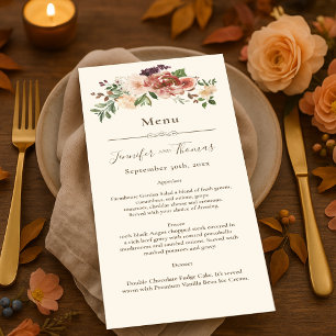 Autumn Elegance Watercolor Menu   Burgundy & Blush
