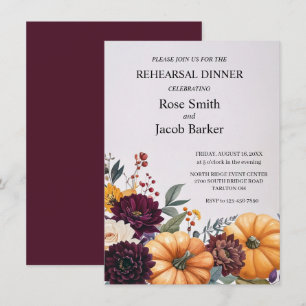 Autumn Elegance Wedding Rehearsal Dinner Invitation