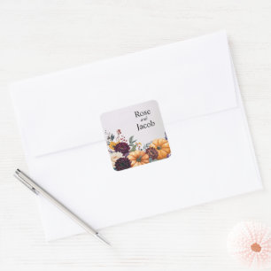 Autumn Elegance Wedding Square Sticker