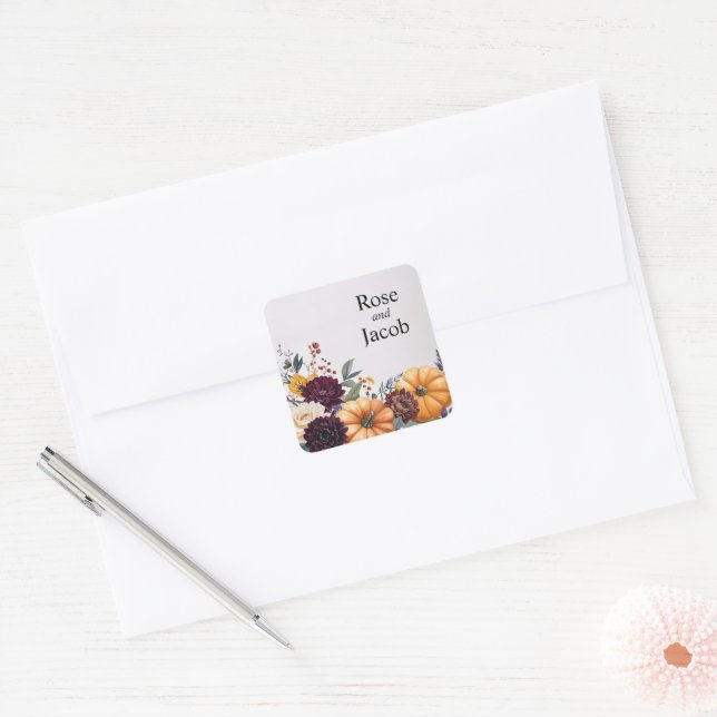 Autumn Elegance Wedding  Square Sticker (Envelope)
